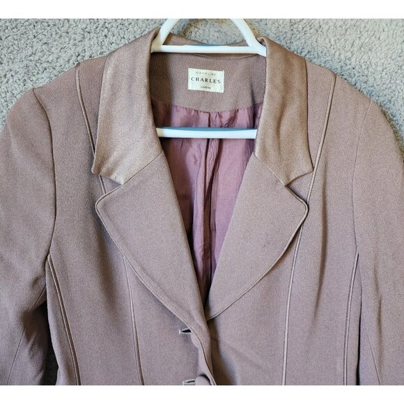 Caroline Charles Women's 2 Piece Skirt Suit Jacket/Skirt Set Dusty Violet Size 6 - Picture 2 of 16